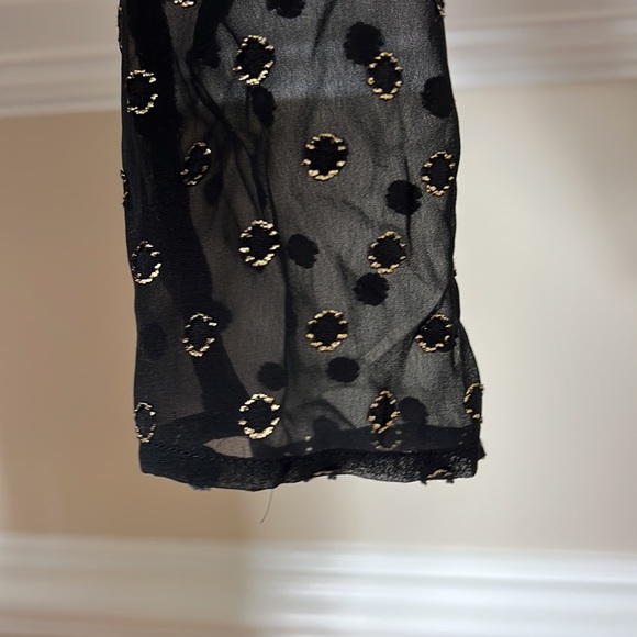 A New Day Black Gold Long Sleeve Top Sheer See Thru XS NWT - Picture 8 of 8